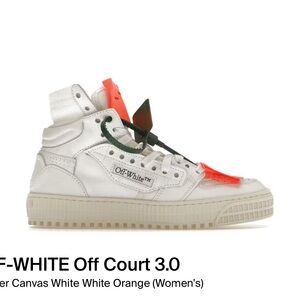 Off-White White and Orange High-Top Sneakers